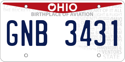 OH license plate GNB3431