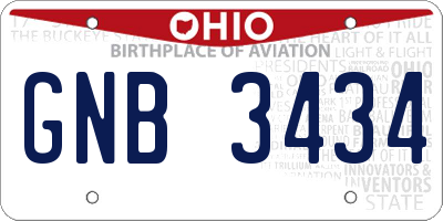 OH license plate GNB3434