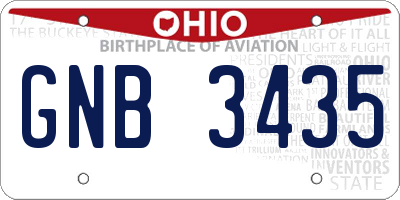OH license plate GNB3435