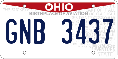 OH license plate GNB3437