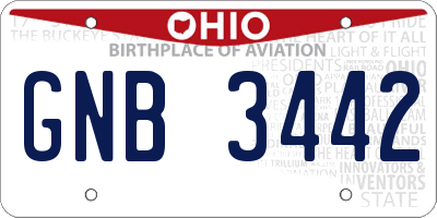 OH license plate GNB3442