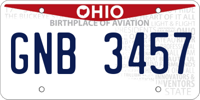OH license plate GNB3457