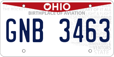 OH license plate GNB3463