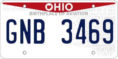 OH license plate GNB3469