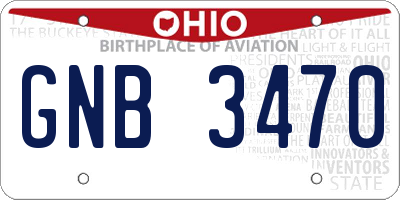 OH license plate GNB3470