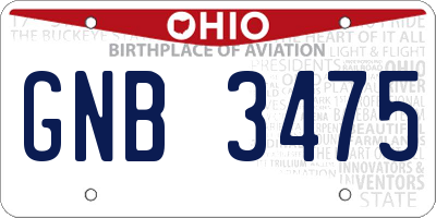 OH license plate GNB3475