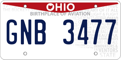 OH license plate GNB3477