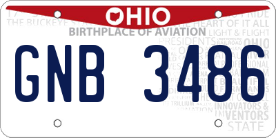 OH license plate GNB3486