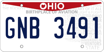 OH license plate GNB3491