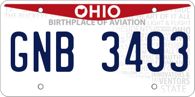 OH license plate GNB3493