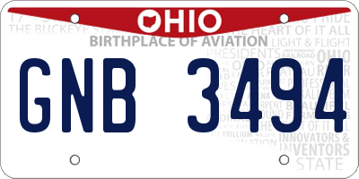 OH license plate GNB3494