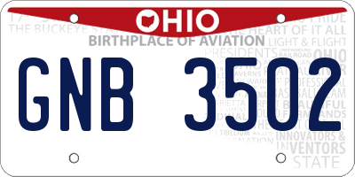 OH license plate GNB3502