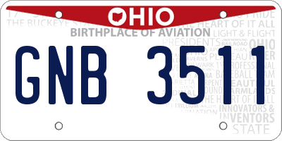 OH license plate GNB3511