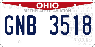 OH license plate GNB3518