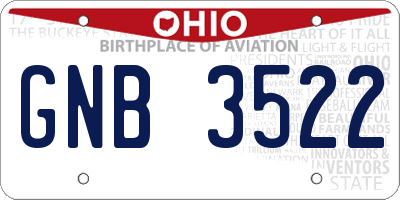 OH license plate GNB3522