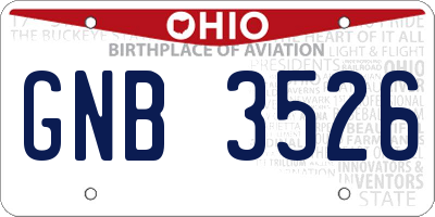 OH license plate GNB3526