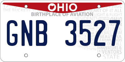OH license plate GNB3527