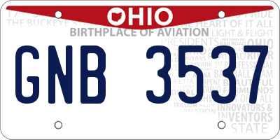 OH license plate GNB3537