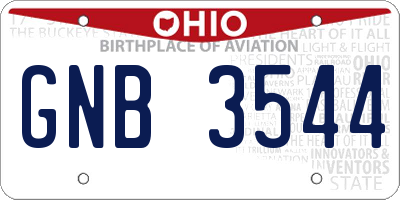 OH license plate GNB3544