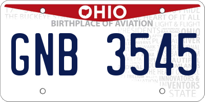 OH license plate GNB3545