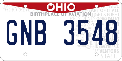 OH license plate GNB3548