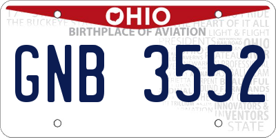 OH license plate GNB3552