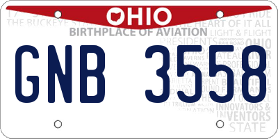 OH license plate GNB3558