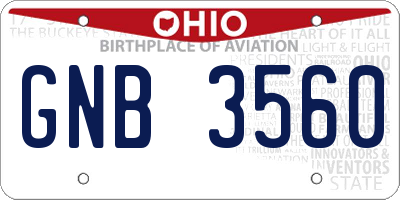 OH license plate GNB3560