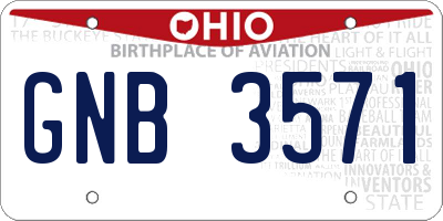 OH license plate GNB3571