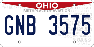 OH license plate GNB3575