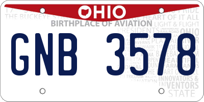 OH license plate GNB3578