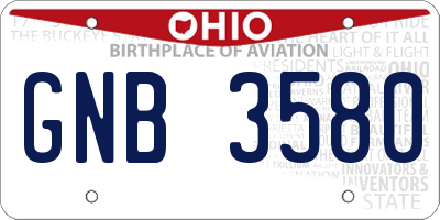 OH license plate GNB3580