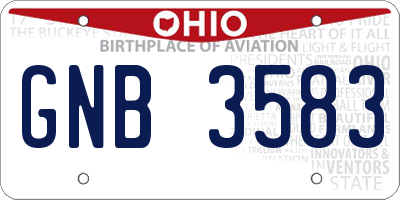 OH license plate GNB3583
