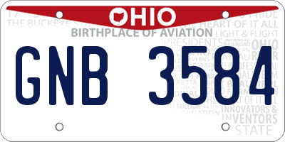 OH license plate GNB3584