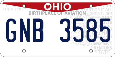 OH license plate GNB3585