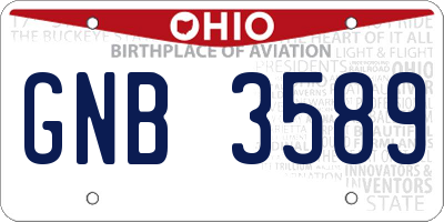 OH license plate GNB3589