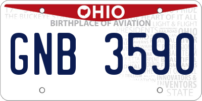 OH license plate GNB3590