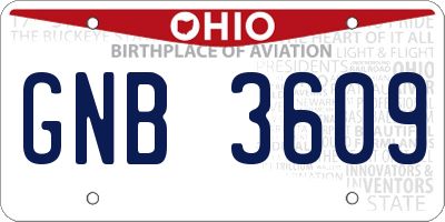 OH license plate GNB3609