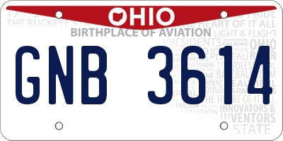 OH license plate GNB3614