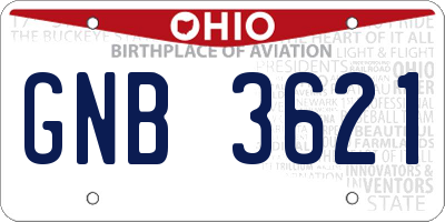 OH license plate GNB3621