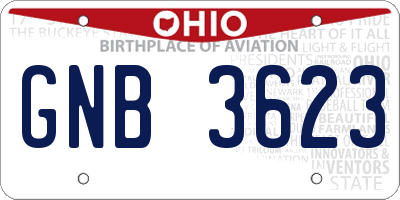 OH license plate GNB3623