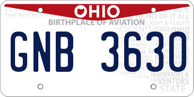 OH license plate GNB3630