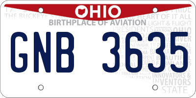 OH license plate GNB3635