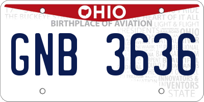 OH license plate GNB3636