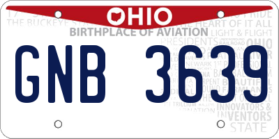 OH license plate GNB3639
