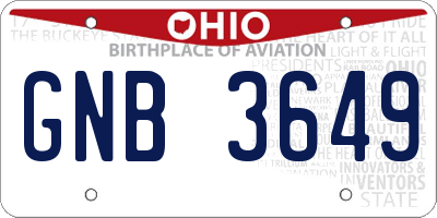 OH license plate GNB3649