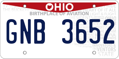 OH license plate GNB3652