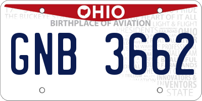 OH license plate GNB3662