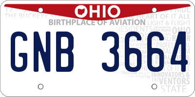 OH license plate GNB3664