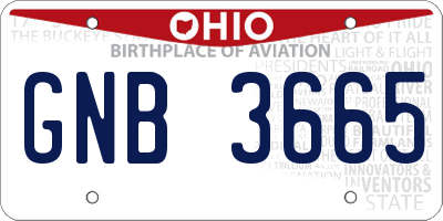 OH license plate GNB3665
